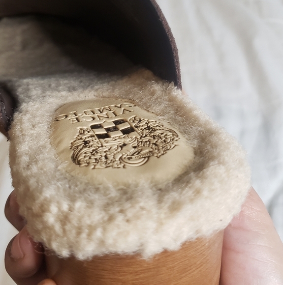 Vince Camuto Canzenee Sherpa Women  7.5 Brown Suede Wooden Wedge Heel Clog Shoes - Picture 16 of 16